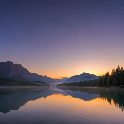 Calm Alpine Lake Morning Reflection