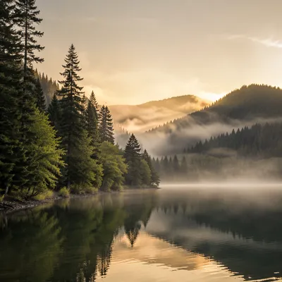 Calm Mountain Lake Morning Reflection