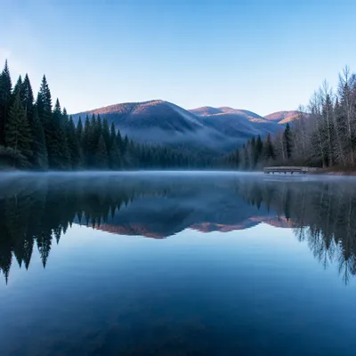 Calm Mountain Lake Morning Reflection