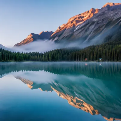 Calm Alpine Lake Reflection at Sunrise