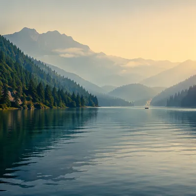Calm Mountain Lake Reflection at Dawn