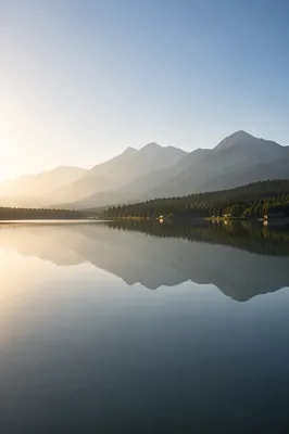 Calm Alpine Lake Morning Reflection