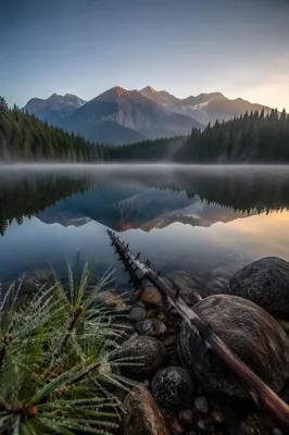 Calm Alpine Lake Reflection at Sunrise