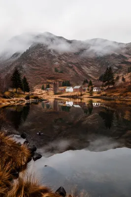 Calm Morning Lake Reflection in Mountains
