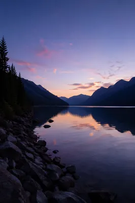 Calm Mountain Lake at Blue Hour