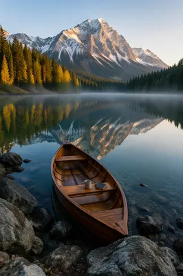 Calm Alpine Lake Morning Reflection