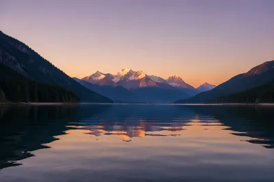 Peaceful Alpine Lake at Morning Dawn