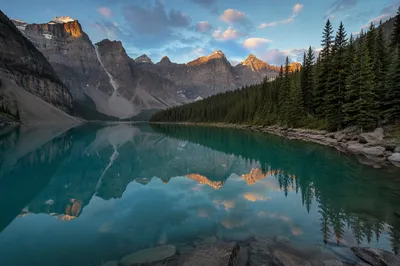 Calm Alpine Lake Morning Reflection
