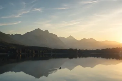 Calm Alpine Lake Morning Reflection