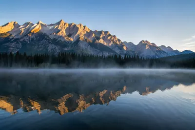 Calm Alpine Lake Reflection at Sunrise