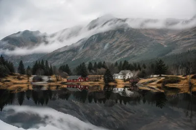 Calm Mountain Lake Morning Reflection