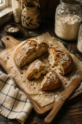 Rustic Communion Bread on Wooden Board