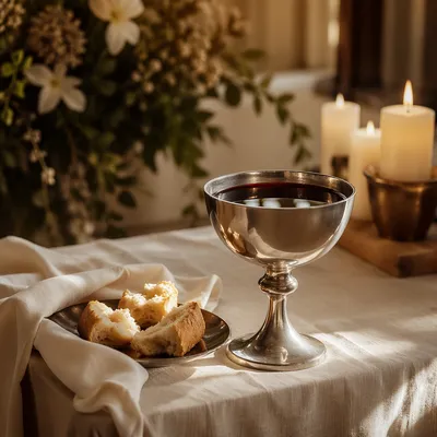 Silver Communion Chalice in Golden Morning Light