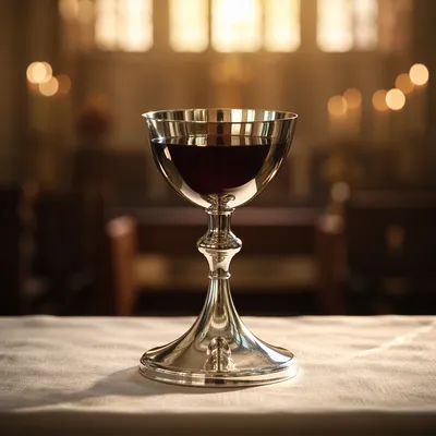 Silver Communion Chalice in Golden Altar Light