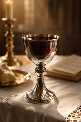 Silver Chalice with Red Wine