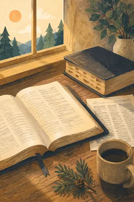 Open Study Bible with Concordance Desk Scene
