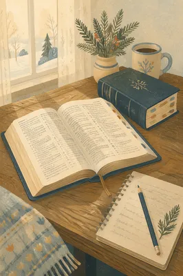 Open Bible Concordance Study on Oak Desk