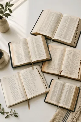 Open Bible Concordance Study Flat Lay