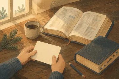 Open Bible Concordance Study Desk Scene