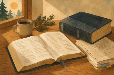 Open Study Bible and Concordance Still Life
