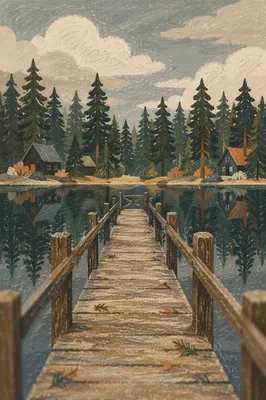 Wooden Cross Reflected on Evergreen Lake