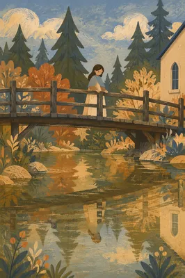 Wooden Cross Reflected in Evergreen Waters