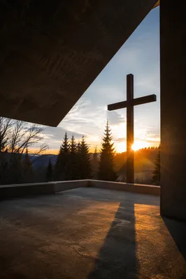 Wooden Cross with Golden Light Rays