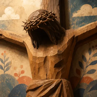 Wooden Crown of Thorns Sacrifice Sculpture