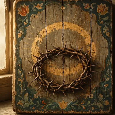 Crown of Thorns on Aged Sacred Wood