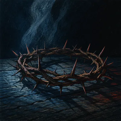 Crown of Thorns on Dark Wood