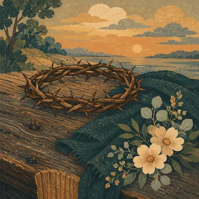 Crown of Thorns on Rustic Wood