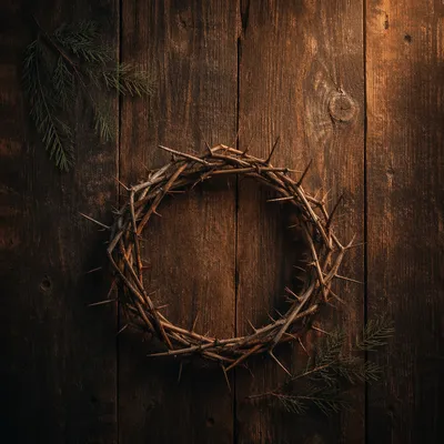Crown of Thorns on Rustic Wood