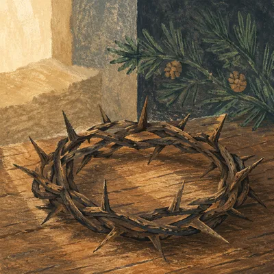 Crown of Thorns on Rustic Wood