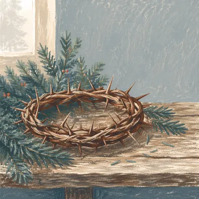 Crown of Thorns with Evergreen Sprigs