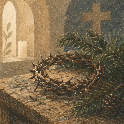 Crown of Thorns with Evergreen Sprigs