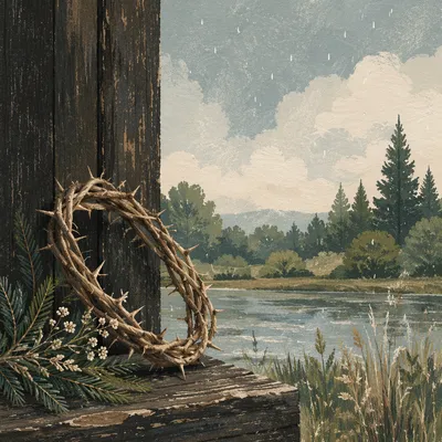 Crown of Thorns with Evergreen Sprigs