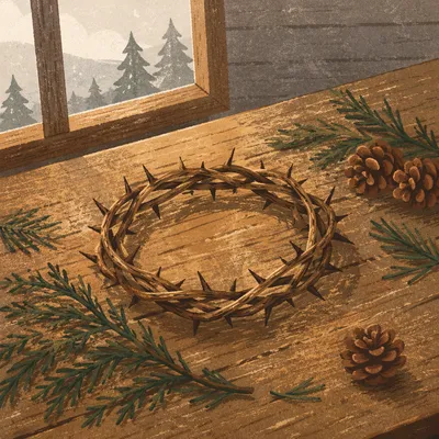 Crown of Thorns with Evergreen Sprigs