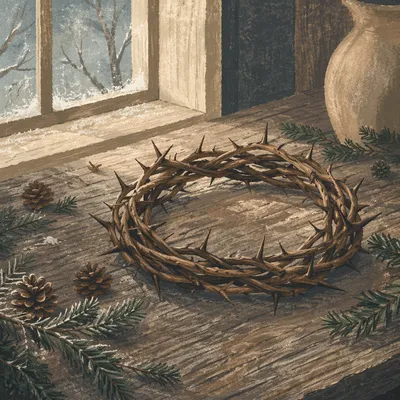 Crown of Thorns with Evergreen Frost