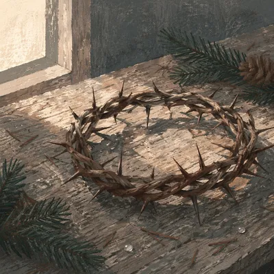 Crown of Thorns with Evergreen Sprigs