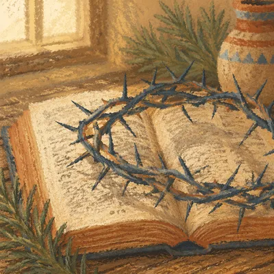Crown of Thorns on Antique Book