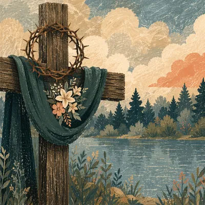 Crown of Thorns on Evergreen Wood