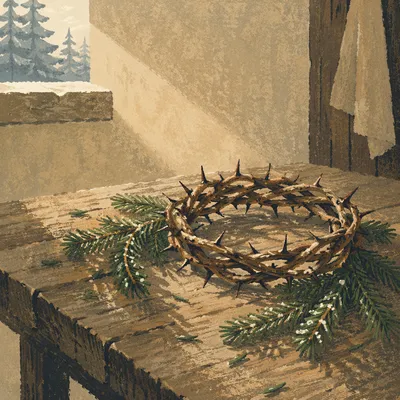 Crown of Thorns with Evergreen Sprigs