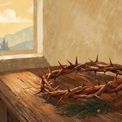 Crown of Thorns with Evergreen Sprig