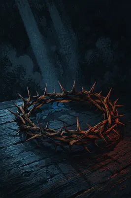Crown of Thorns on Dark Wood