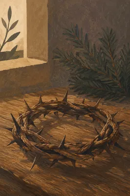 Crown of Thorns on Rustic Wood