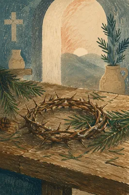 Crown of Thorns with Evergreen Sprigs
