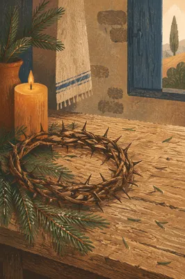 Crown of Thorns with Evergreen Candlelight