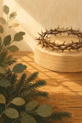 Crown of Thorns with Evergreen Branches