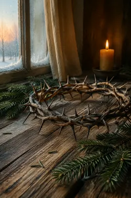 Crown of Thorns with Evergreen Sprigs