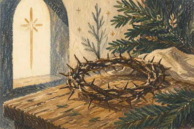 Crown of Thorns with Evergreen Chapel Light